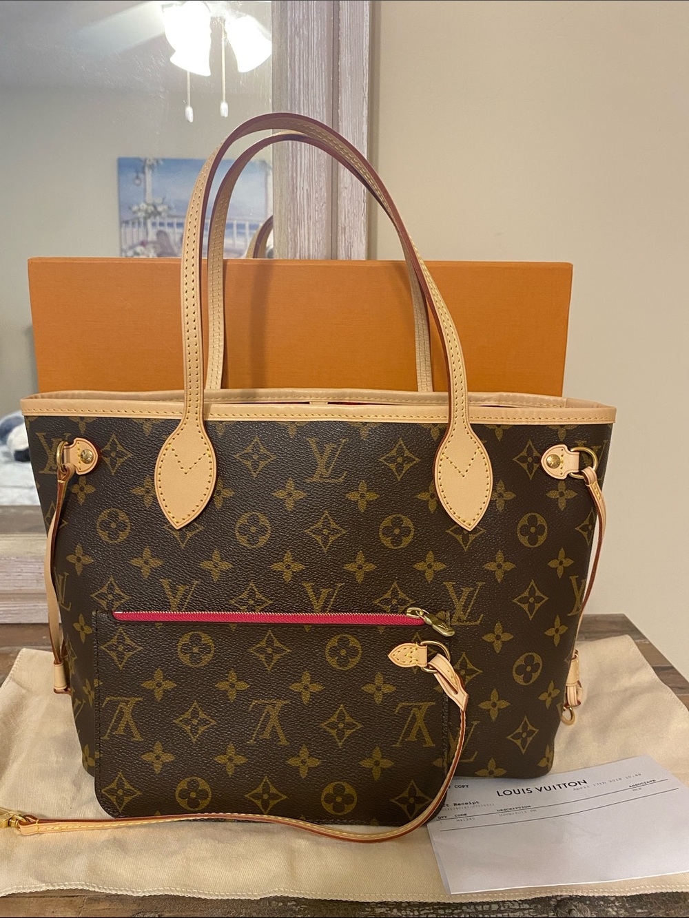 NEVER USED 2018 Louis Vuitton Monogram Neverfull PM w/Pivoine Interior
